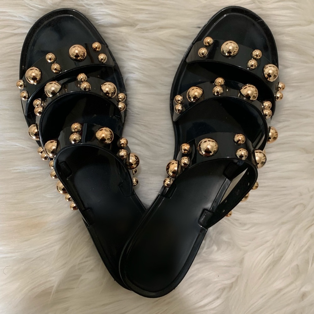 **SOLD** Black and Gold Studded Sandals